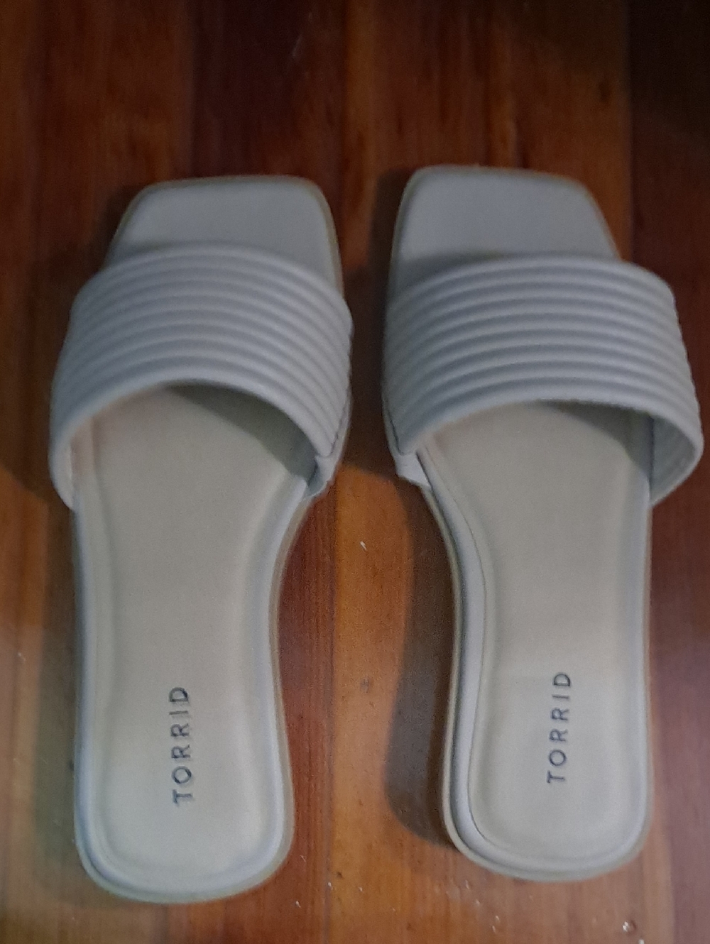 torrid Neutral Ribbed Strap Slide Sandals - Picture 2 of 7
